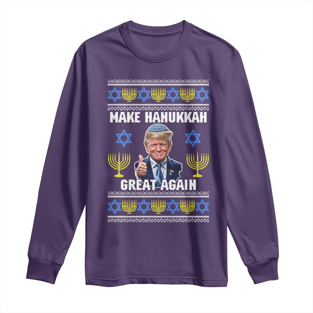 Make Hanukkah Great Again Long Sleeve Shirt Funny Ugly Jewish Holiday Gift - Wonder Print Shop