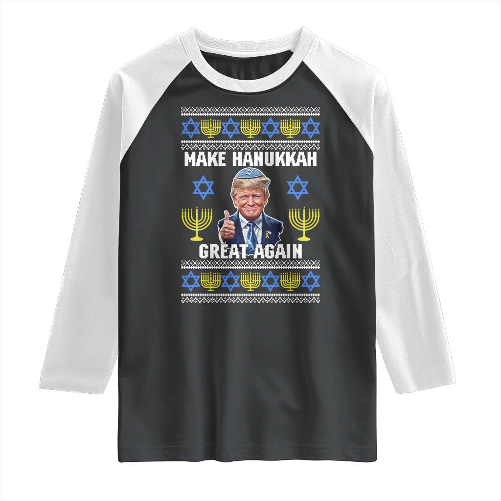 Make Hanukkah Great Again Raglan Shirt Funny Ugly Jewish Holiday Gift - Wonder Print Shop
