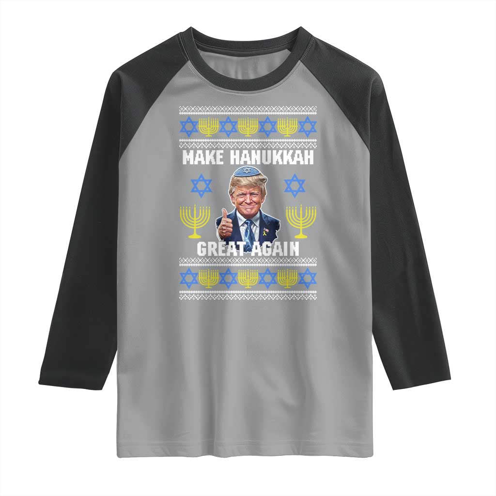 Make Hanukkah Great Again Raglan Shirt Funny Ugly Jewish Holiday Gift - Wonder Print Shop