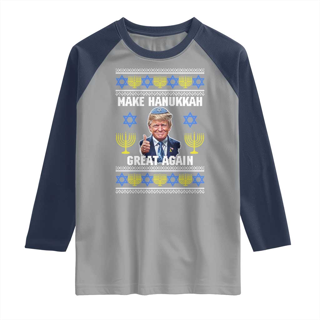 Make Hanukkah Great Again Raglan Shirt Funny Ugly Jewish Holiday Gift - Wonder Print Shop