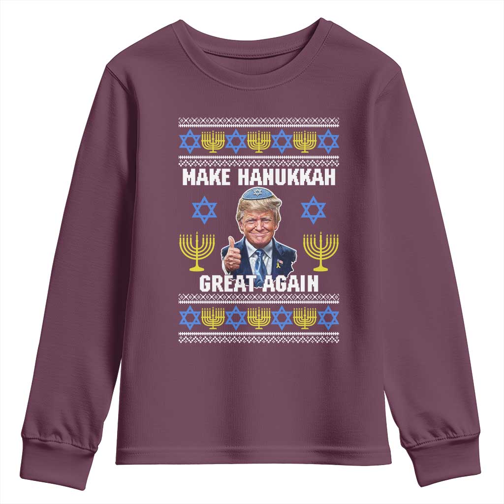 Make Hanukkah Great Again Youth Sweatshirt Funny Ugly Jewish Holiday Gift - Wonder Print Shop