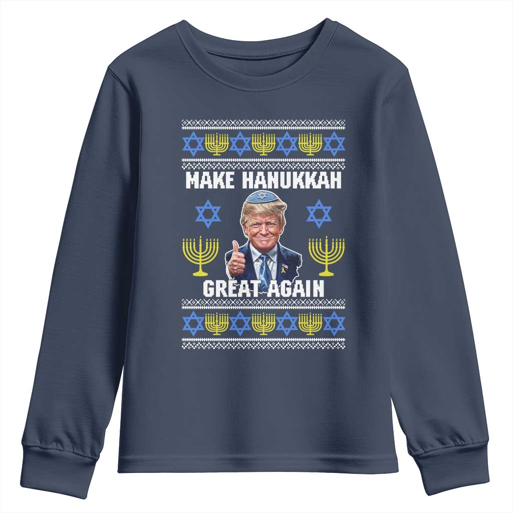 Make Hanukkah Great Again Youth Sweatshirt Funny Ugly Jewish Holiday Gift - Wonder Print Shop