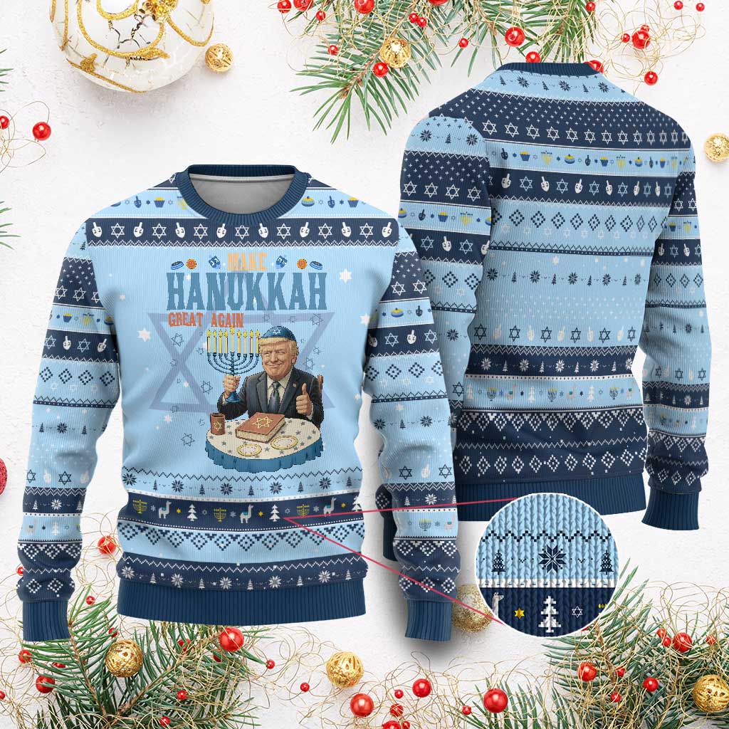 Funny Jewish Holiday Hanukkah Ugly Sweater Make Chanukkah Great Again Ugly Gift - Wonder Print Shop