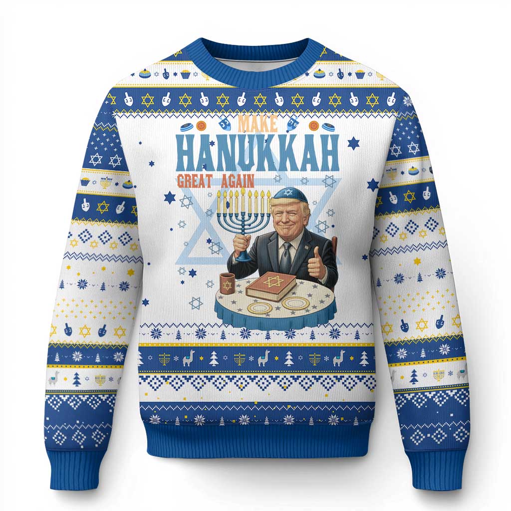 Funny Jewish Holiday Hanukkah Ugly Sweater Make Chanukkah Great Again Ugly Gift - Wonder Print Shop