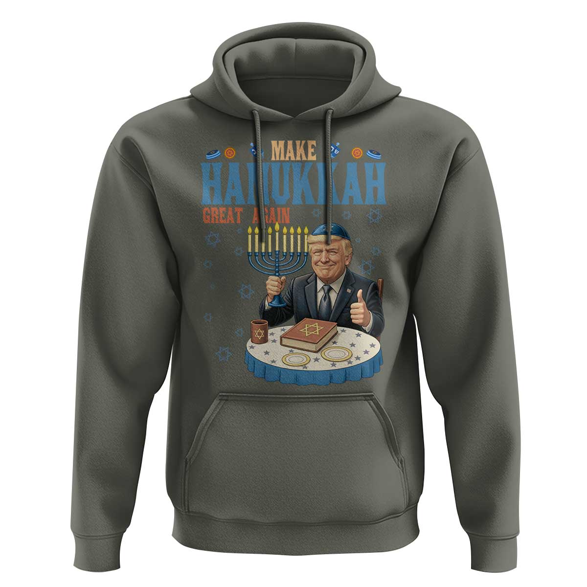 Funny Jewish Holiday Hoodie Make Hanukkah Great Again Ugly Gift - Wonder Print Shop