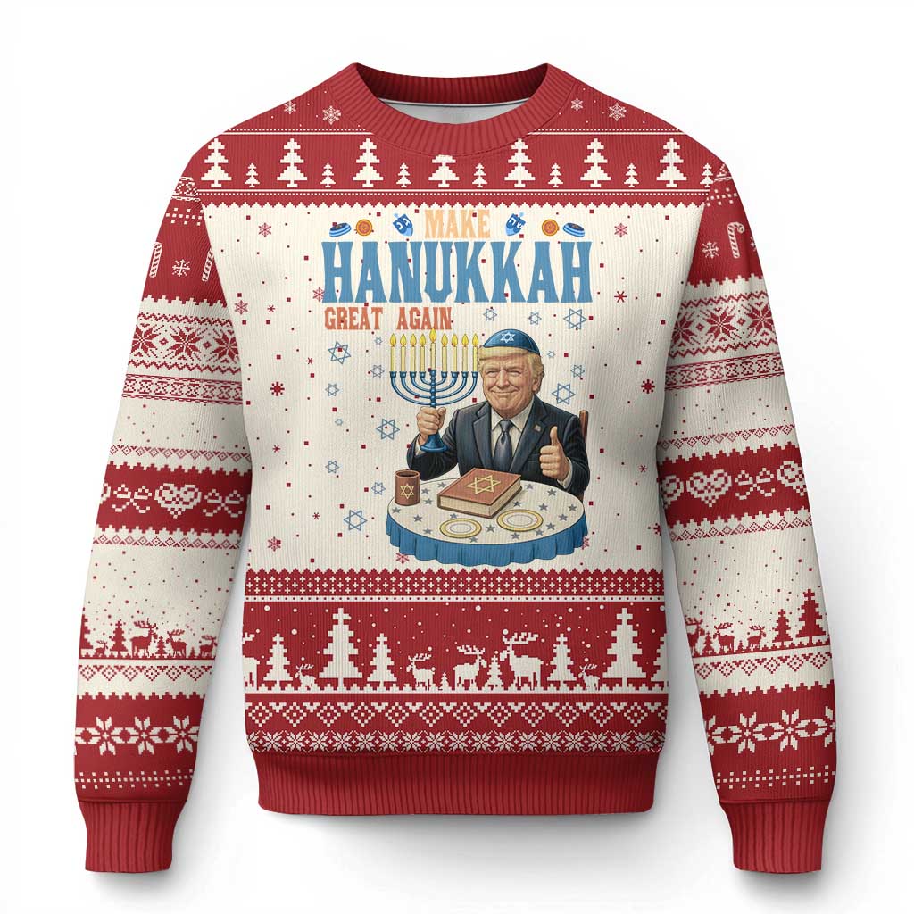Funny Jewish Holiday Ugly Christmas Sweater Make Hanukkah Great Again Ugly Gift - Wonder Print Shop