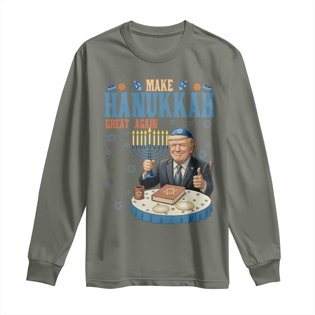 Funny Jewish Holiday Long Sleeve Shirt Make Hanukkah Great Again Ugly Gift - Wonder Print Shop