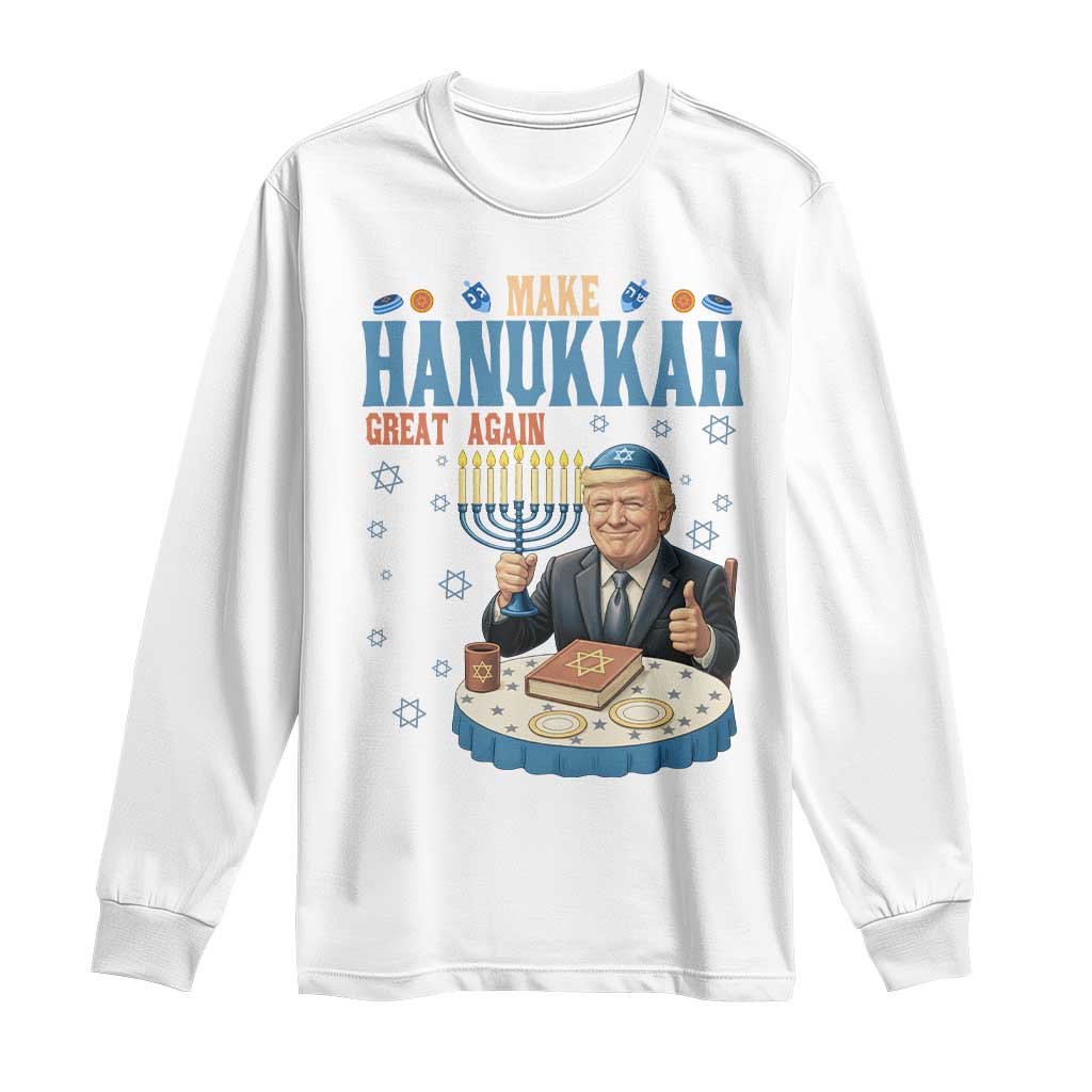 Funny Jewish Holiday Long Sleeve Shirt Make Hanukkah Great Again Ugly Gift - Wonder Print Shop