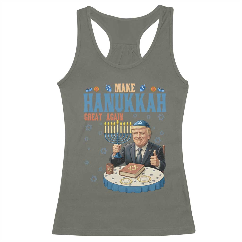 Funny Jewish Holiday Racerback Tank Top Make Hanukkah Great Again Ugly Gift - Wonder Print Shop