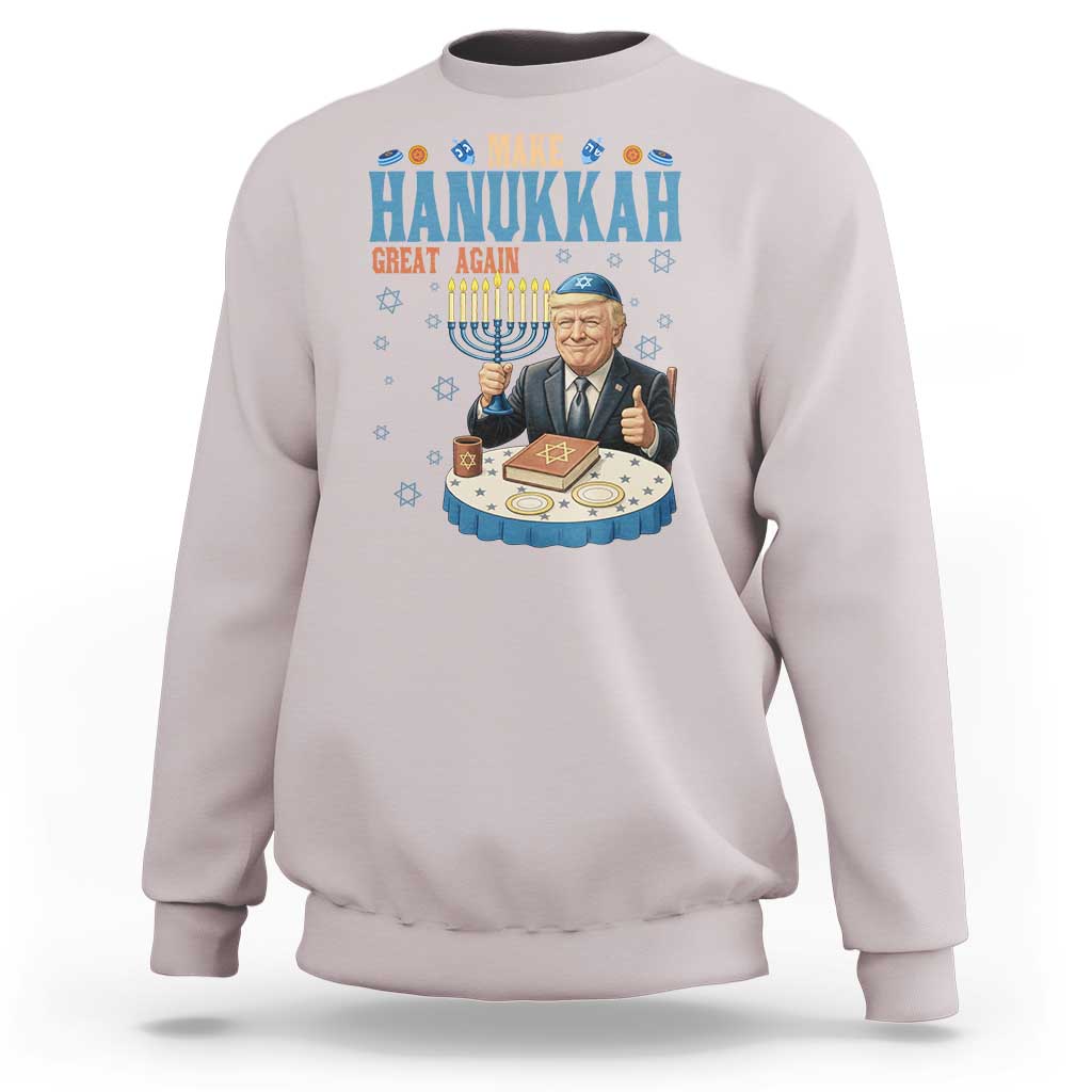 Funny Jewish Holiday Sweatshirt Make Hanukkah Great Again Ugly Gift - Wonder Print Shop