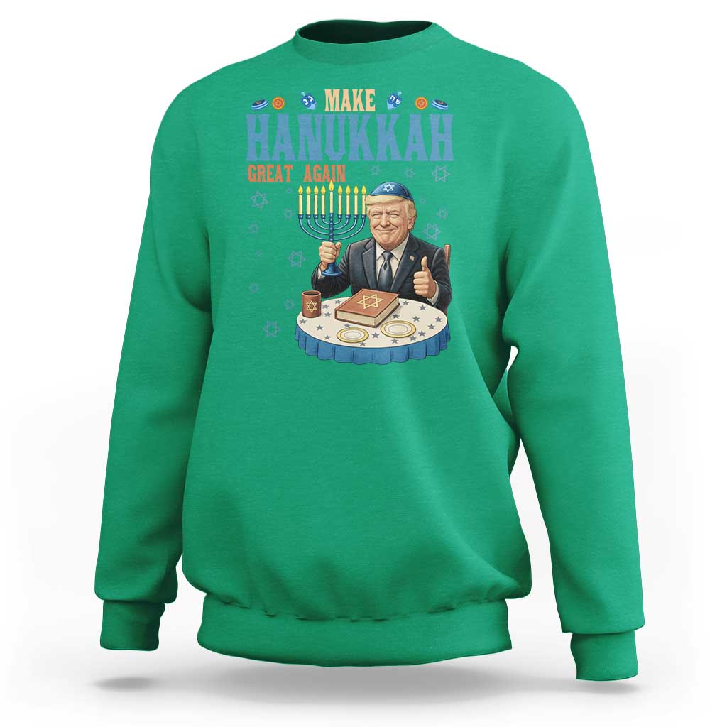 Funny Jewish Holiday Sweatshirt Make Hanukkah Great Again Ugly Gift - Wonder Print Shop