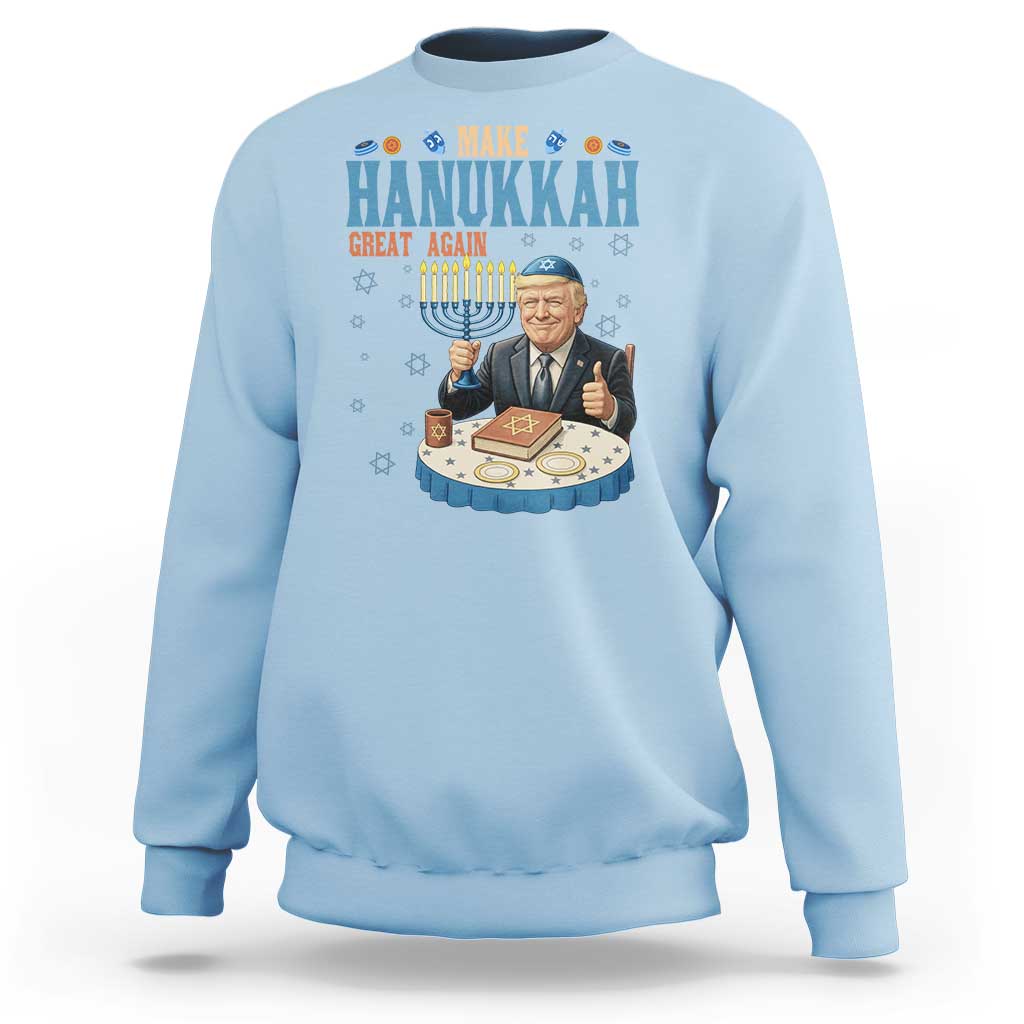 Funny Jewish Holiday Sweatshirt Make Hanukkah Great Again Ugly Gift - Wonder Print Shop