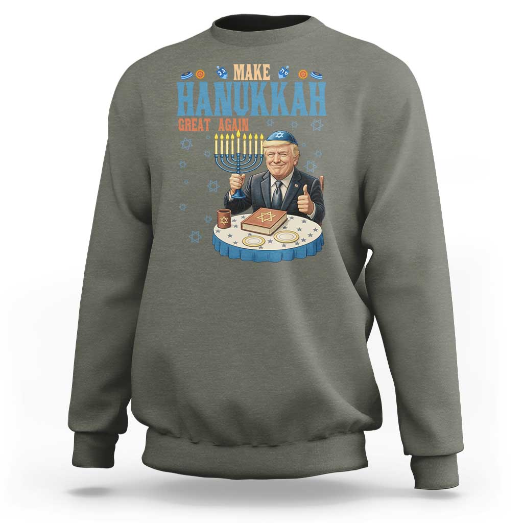 Funny Jewish Holiday Sweatshirt Make Hanukkah Great Again Ugly Gift - Wonder Print Shop