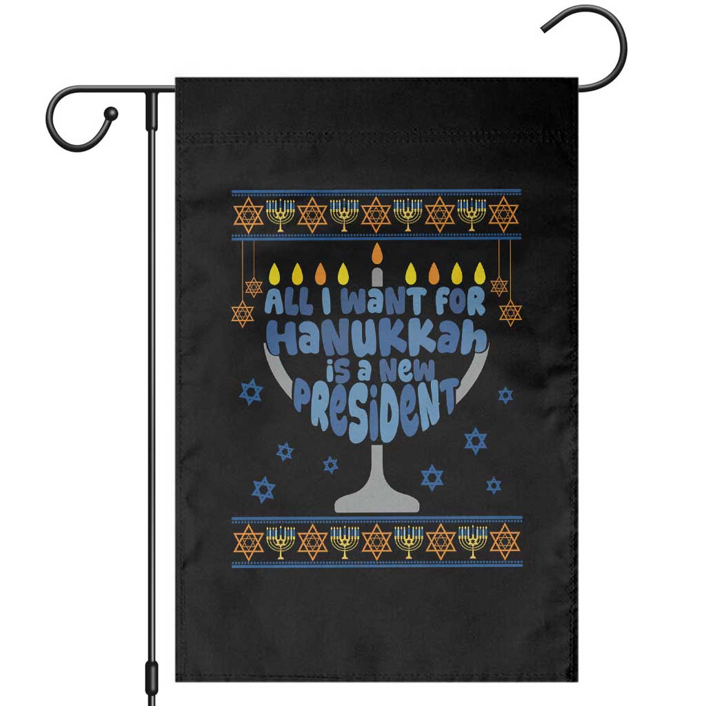 Funny Political Ugly Garden Flag All I Want For Hanukkah Is A New President - Wonder Print Shop