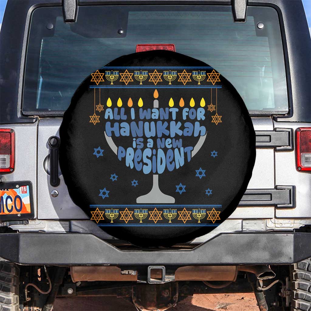 Funny Political Ugly Spare Tire Cover All I Want For Hanukkah Is A New President - Wonder Print Shop