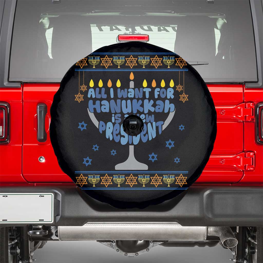Funny Political Ugly Spare Tire Cover All I Want For Hanukkah Is A New President - Wonder Print Shop