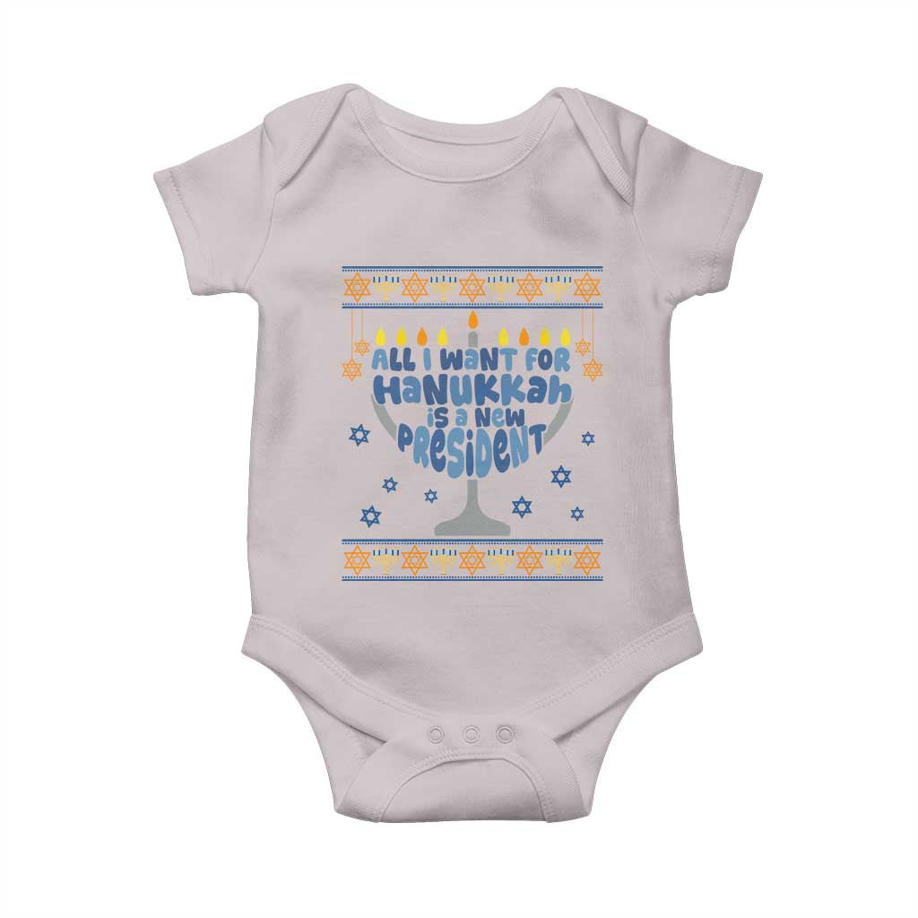 Funny Political Ugly Baby Onesie All I Want For Hanukkah Is A New President - Wonder Print Shop