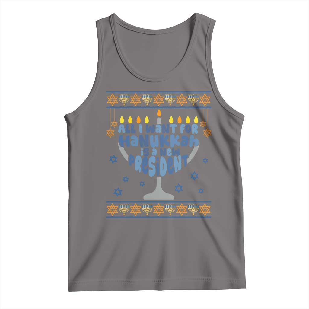 Funny Political Ugly Tank Top All I Want For Hanukkah Is A New President - Wonder Print Shop