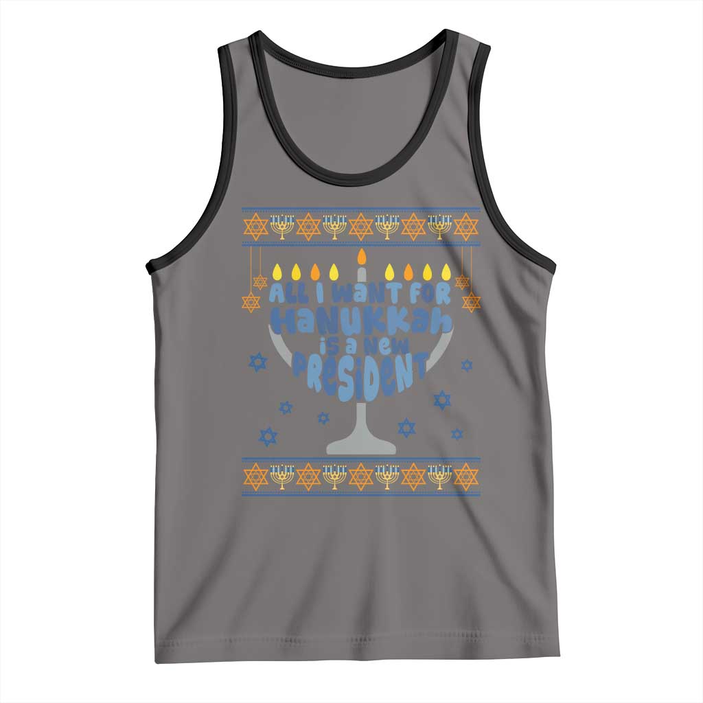 Funny Political Ugly Tank Top All I Want For Hanukkah Is A New President - Wonder Print Shop