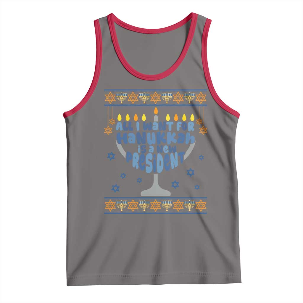 Funny Political Ugly Tank Top All I Want For Hanukkah Is A New President - Wonder Print Shop