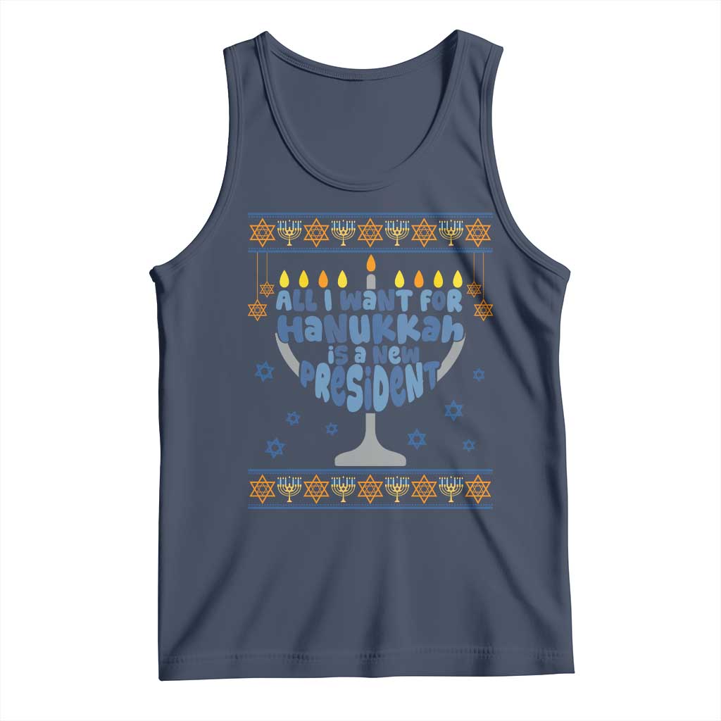 Funny Political Ugly Tank Top All I Want For Hanukkah Is A New President - Wonder Print Shop