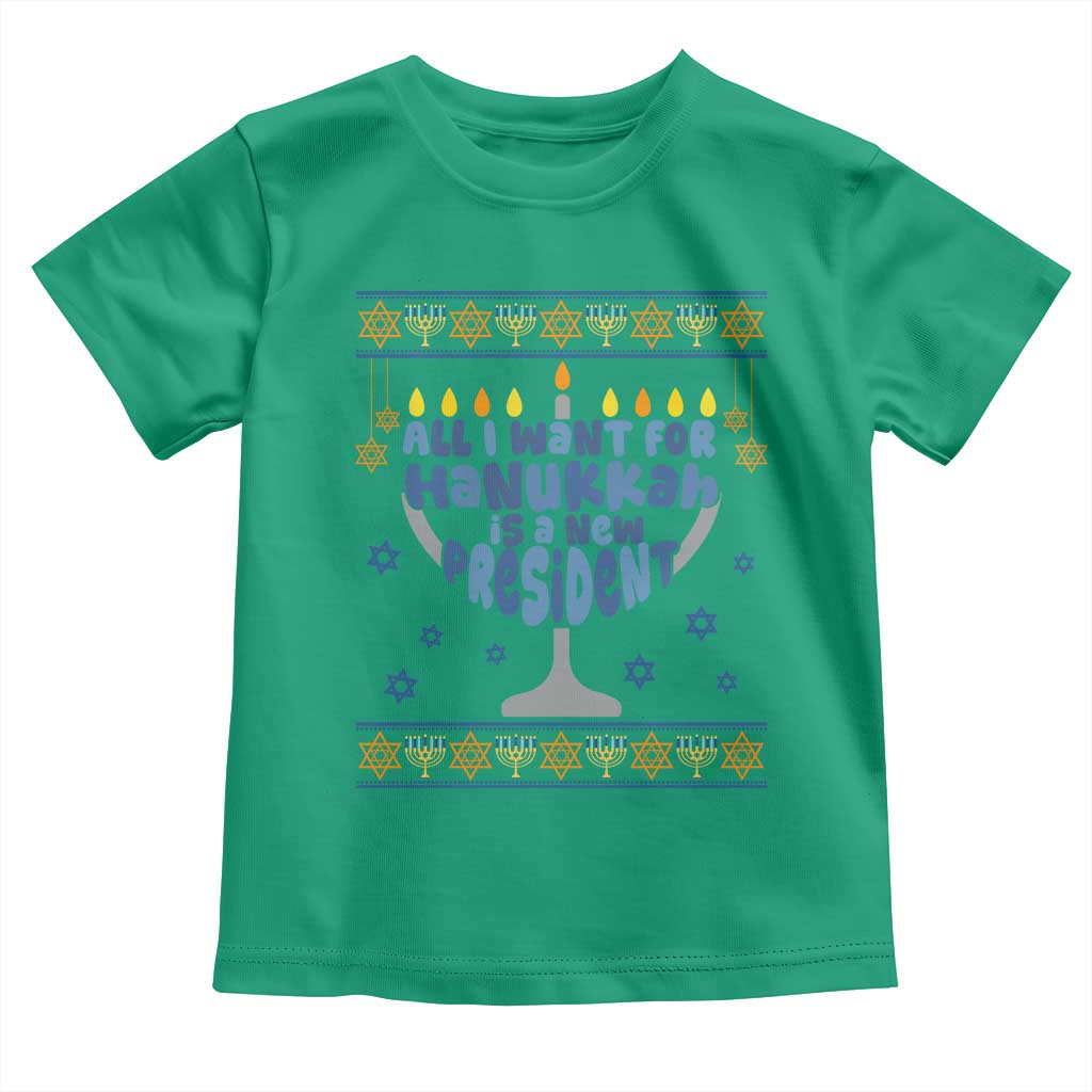 Funny Political Ugly Toddler T Shirt All I Want For Hanukkah Is A New President - Wonder Print Shop