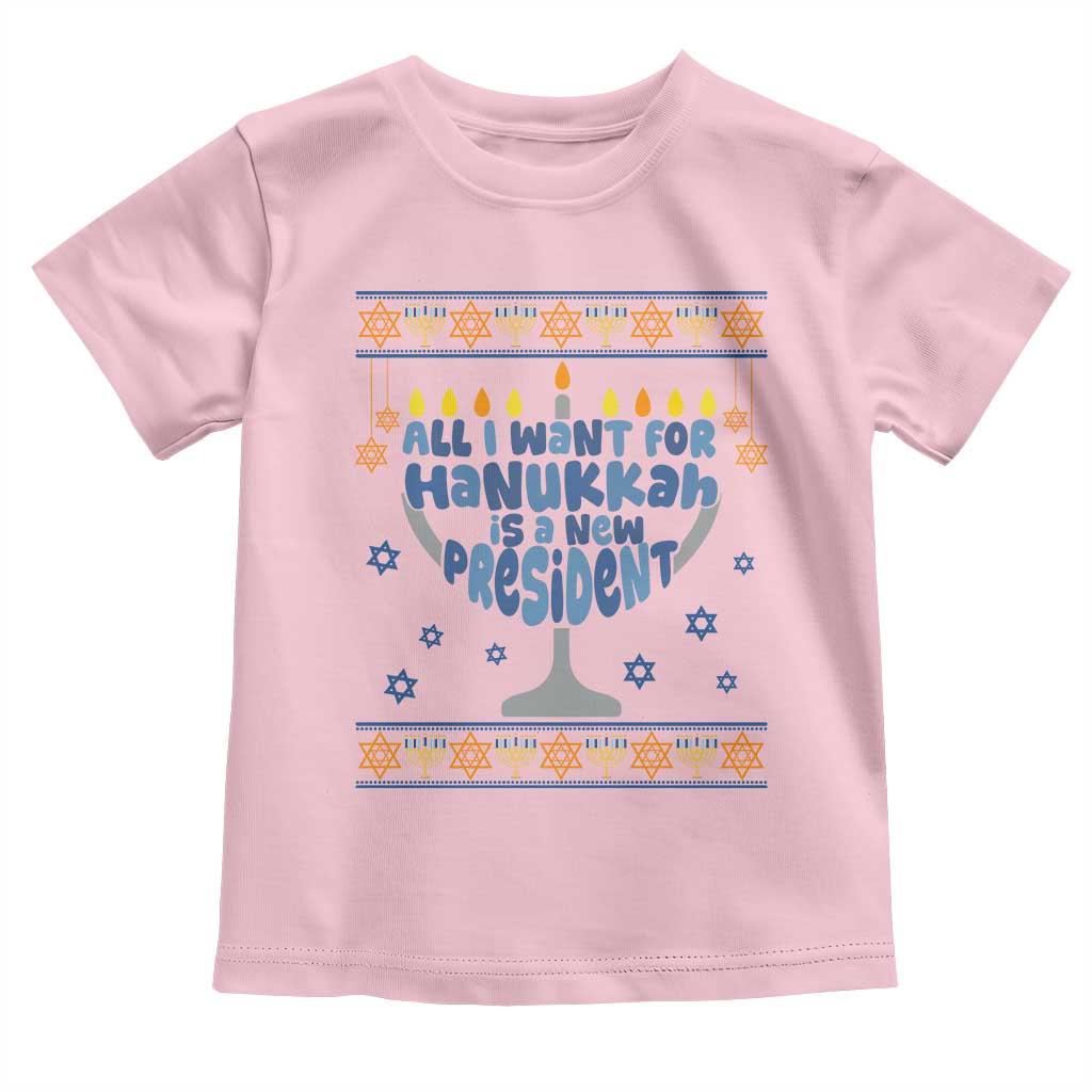 Funny Political Ugly Toddler T Shirt All I Want For Hanukkah Is A New President - Wonder Print Shop