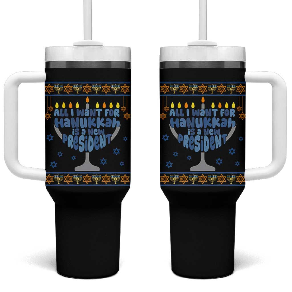 Funny Political Ugly Tumbler With Handle All I Want For Hanukkah Is A New President - Wonder Print Shop
