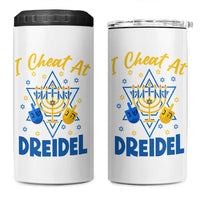 I Cheat At Dreidel 4 in 1 Can Cooler Tumbler Funny Hanukkah Jewish Gift - Wonder Print Shop