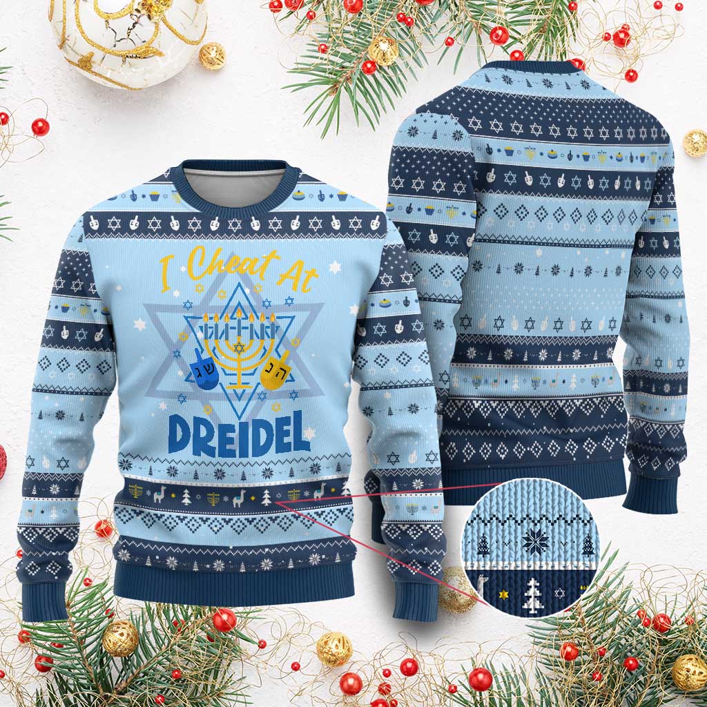 I Cheat At Dreidel Hanukkah Ugly Sweater Funny Jewish Gift - undefined