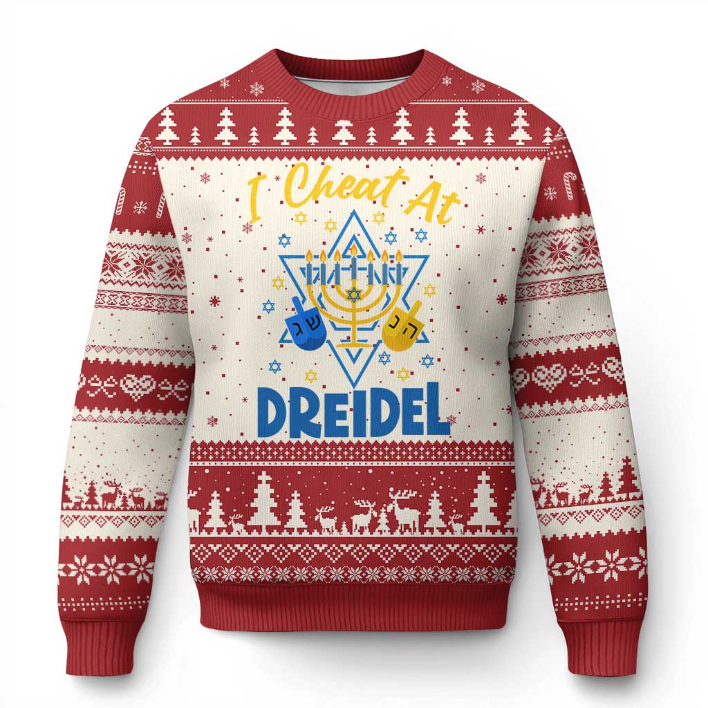 I Cheat At Dreidel Ugly Christmas Sweater Funny Hanukkah Jewish Gift - Wonder Print Shop
