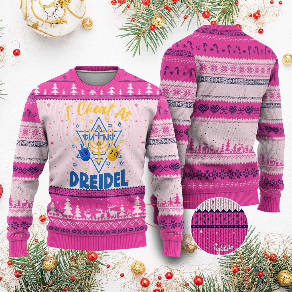 I Cheat At Dreidel Ugly Christmas Sweater Funny Hanukkah Jewish Gift - Wonder Print Shop