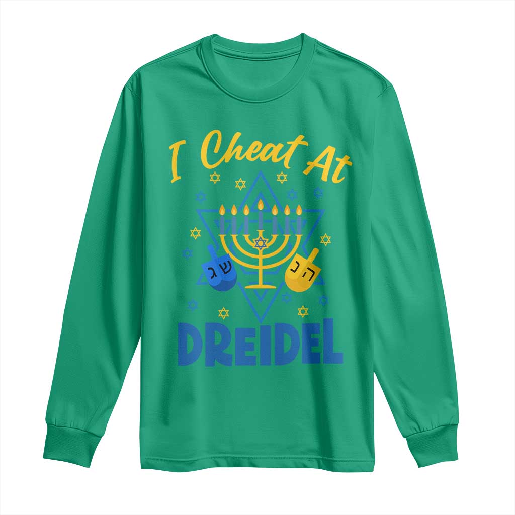 I Cheat At Dreidel Long Sleeve Shirt Funny Hanukkah Jewish Gift - Wonder Print Shop