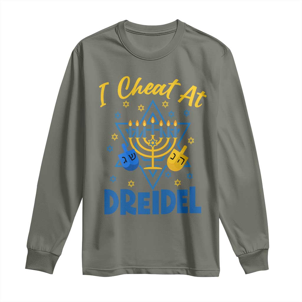 I Cheat At Dreidel Long Sleeve Shirt Funny Hanukkah Jewish Gift - Wonder Print Shop