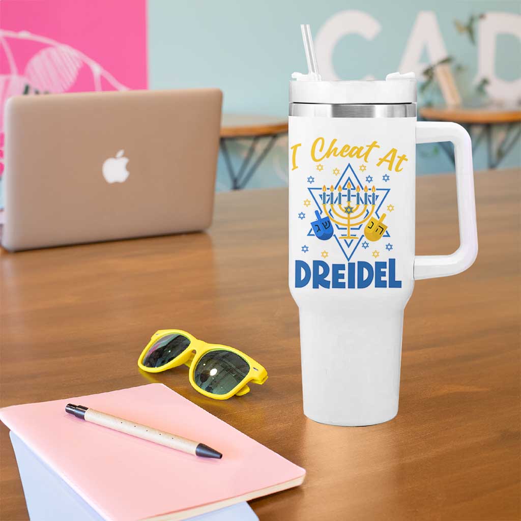 I Cheat At Dreidel Tumbler With Handle Funny Hanukkah Jewish Gift - Wonder Print Shop