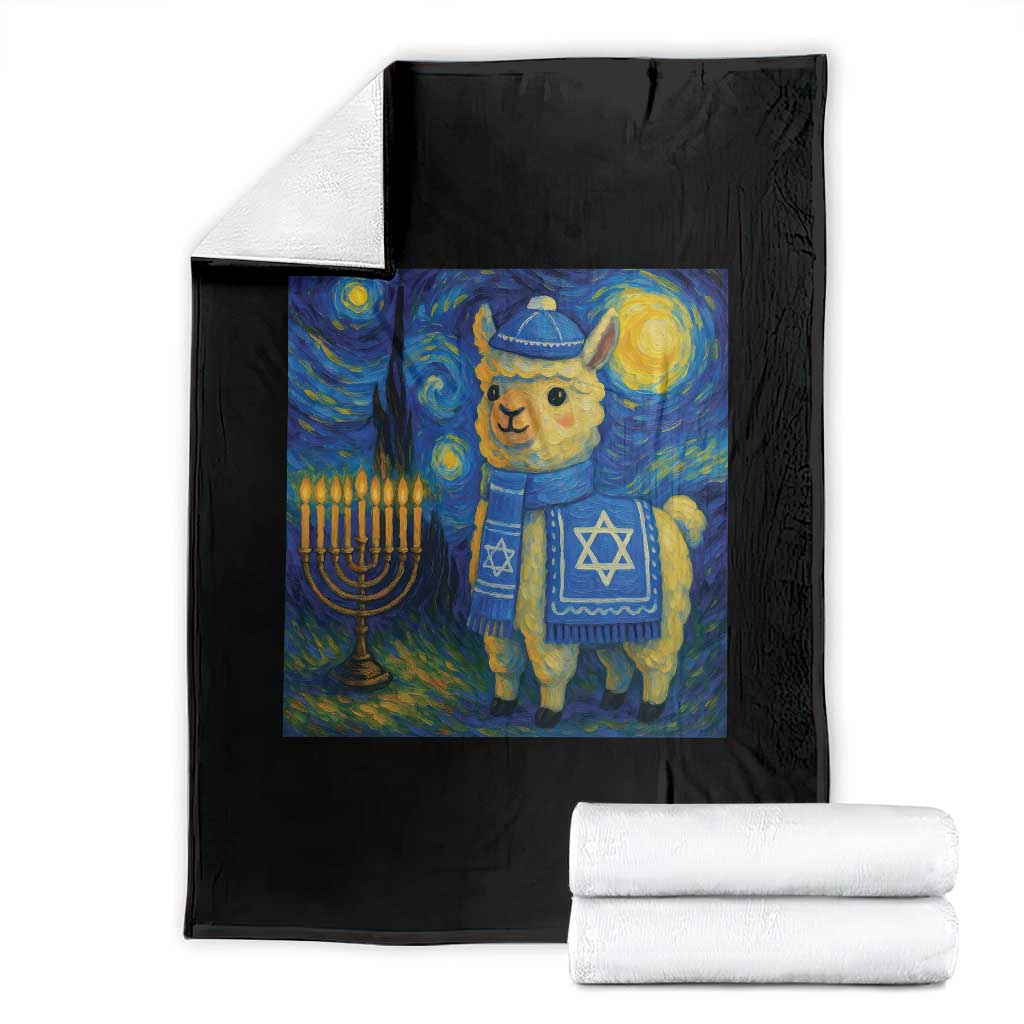 Starry Hanukkah Night Throw Blanket Funny Llama Jewish Holiday Gift - Wonder Print Shop
