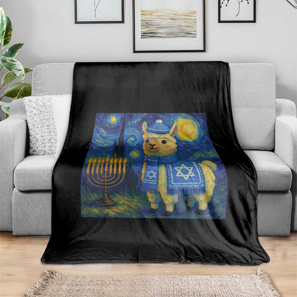 Starry Hanukkah Night Throw Blanket Funny Llama Jewish Holiday Gift - Wonder Print Shop