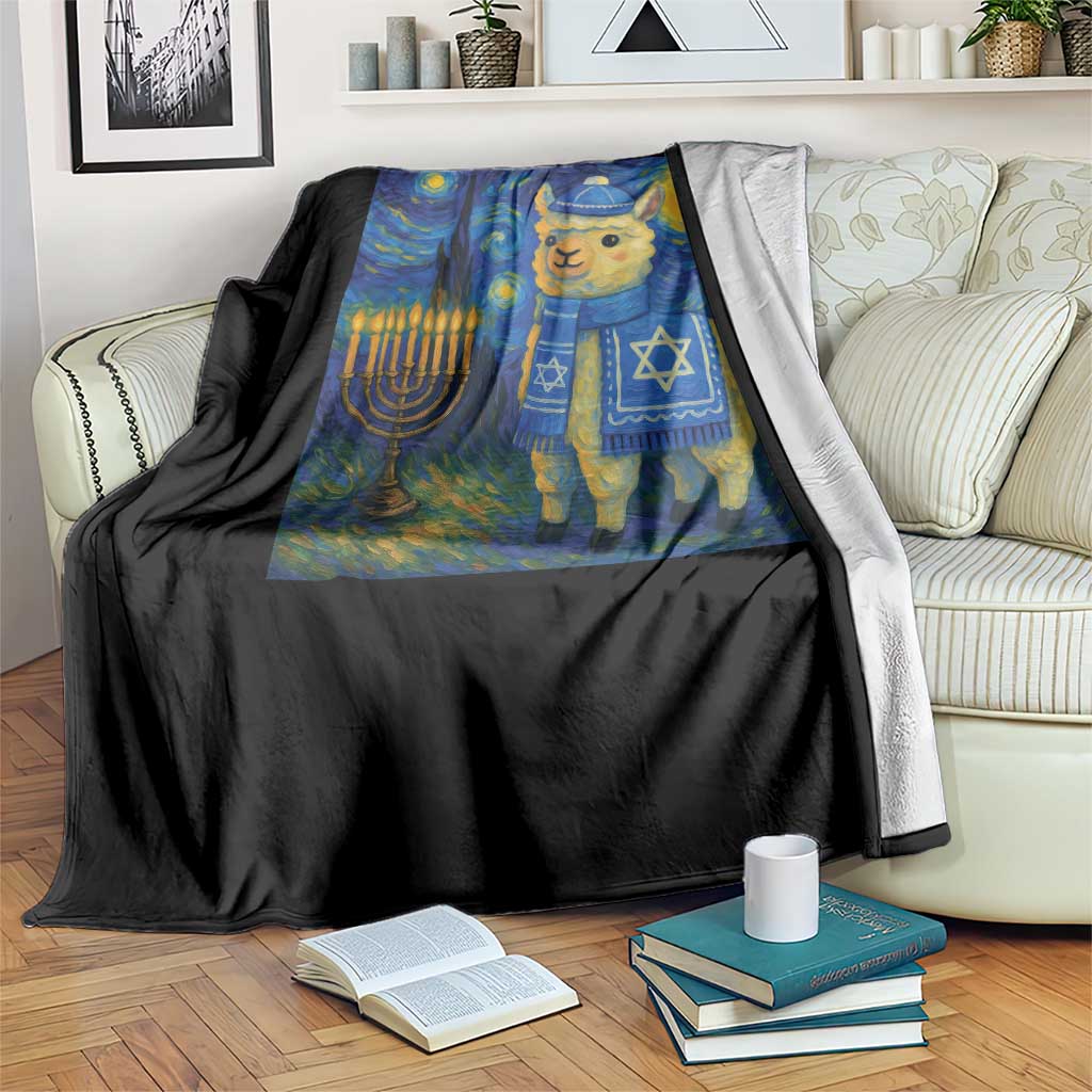 Starry Hanukkah Night Throw Blanket Funny Llama Jewish Holiday Gift - Wonder Print Shop
