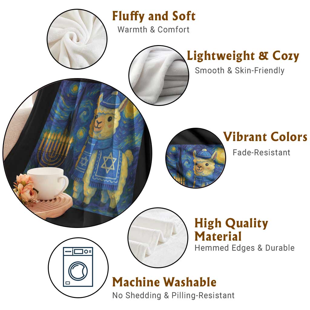 Starry Hanukkah Night Throw Blanket Funny Llama Jewish Holiday Gift - Wonder Print Shop