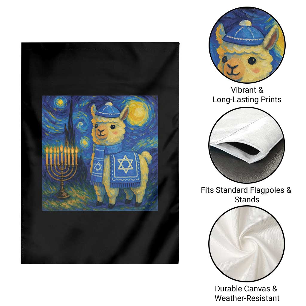 Starry Hanukkah Night Garden Flag Funny Llama Jewish Holiday Gift - Wonder Print Shop