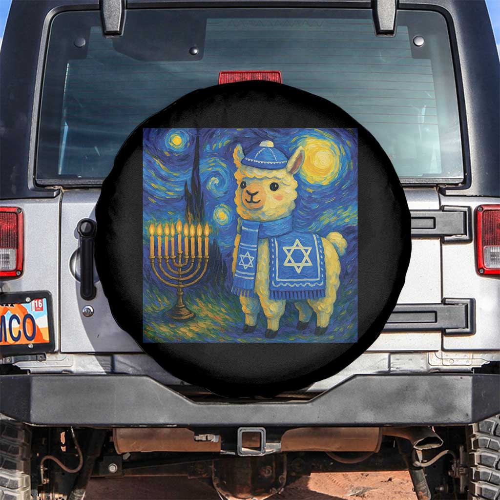Starry Hanukkah Night Spare Tire Cover Funny Llama Jewish Holiday Gift - Wonder Print Shop