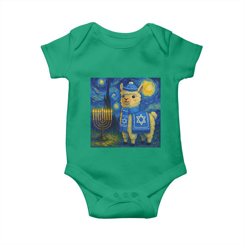 Starry Hanukkah Night Baby Onesie Funny Llama Jewish Holiday Gift - Wonder Print Shop