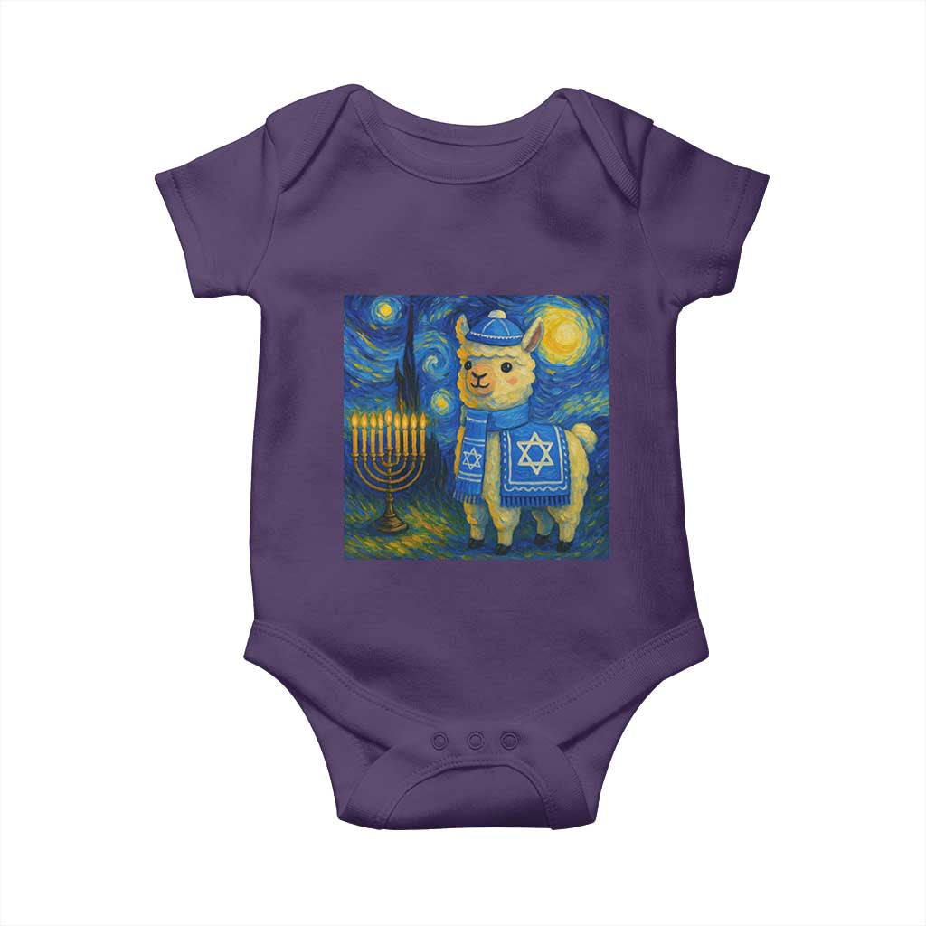 Starry Hanukkah Night Baby Onesie Funny Llama Jewish Holiday Gift - Wonder Print Shop