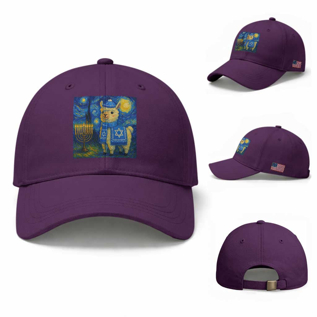 Starry Hanukkah Night Baseball Cap Funny Llama Jewish Holiday Gift