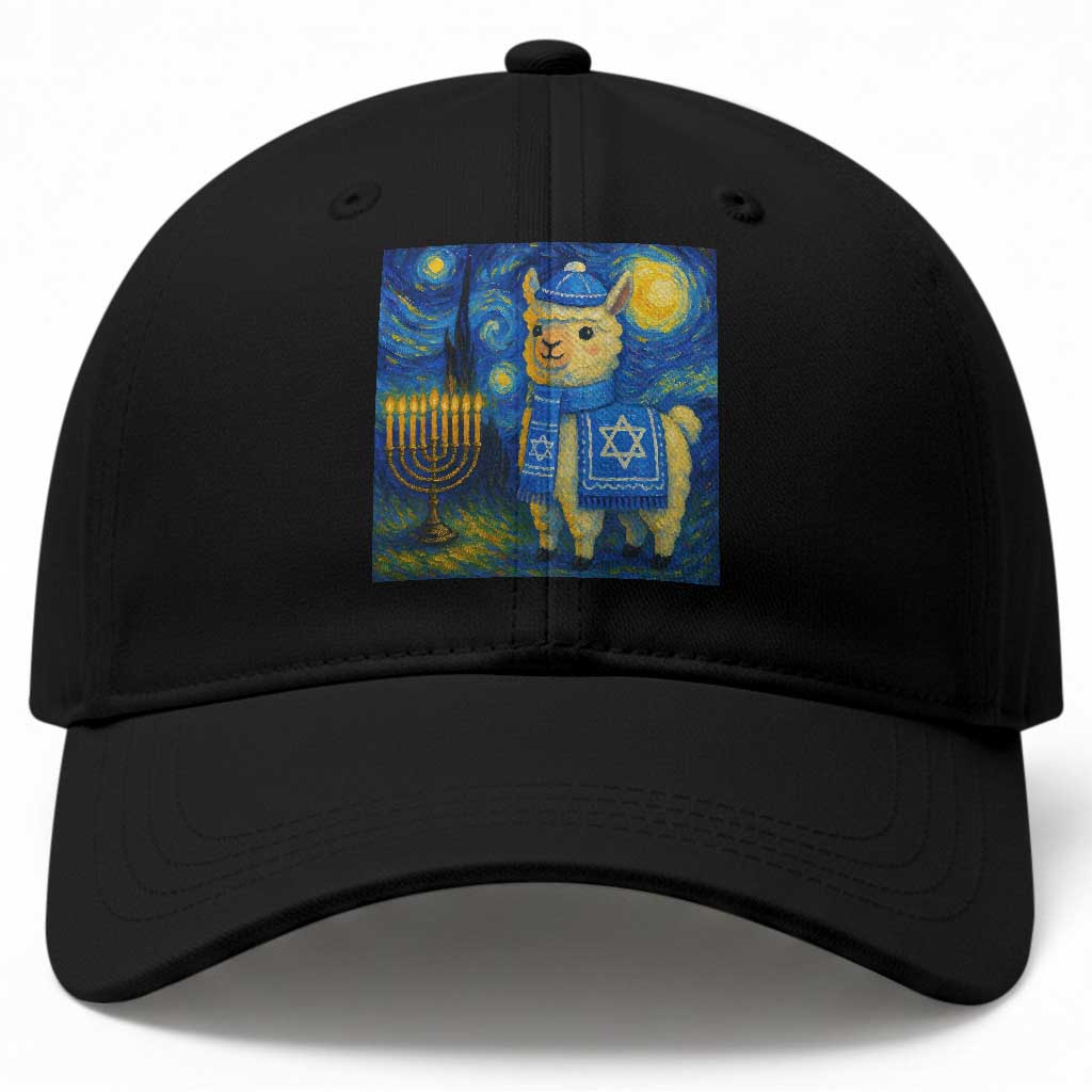 Starry Hanukkah Night Baseball Cap Funny Llama Jewish Holiday Gift