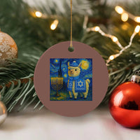 Starry Hanukkah Night Ceramic Ornament Funny Llama Jewish Holiday Gift - Wonder Print Shop