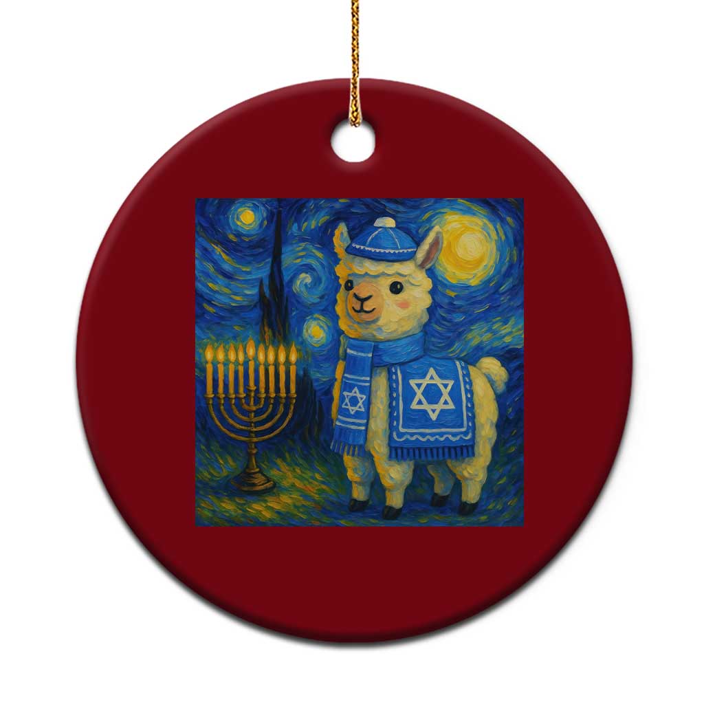 Starry Hanukkah Night Ceramic Ornament Funny Llama Jewish Holiday Gift - Wonder Print Shop