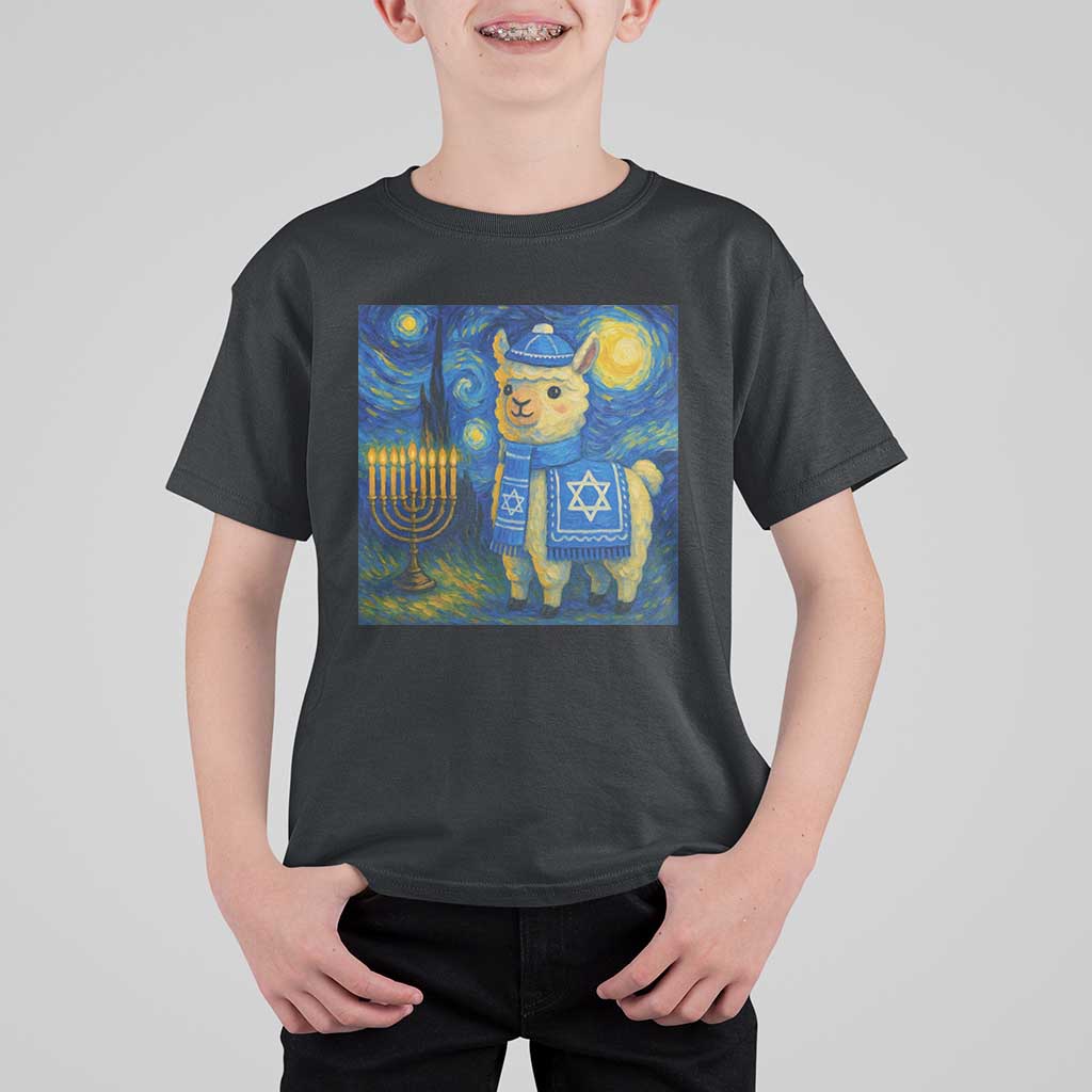Starry Hanukkah Night T Shirt For Kid Funny Llama Jewish Holiday Gift - Wonder Print Shop