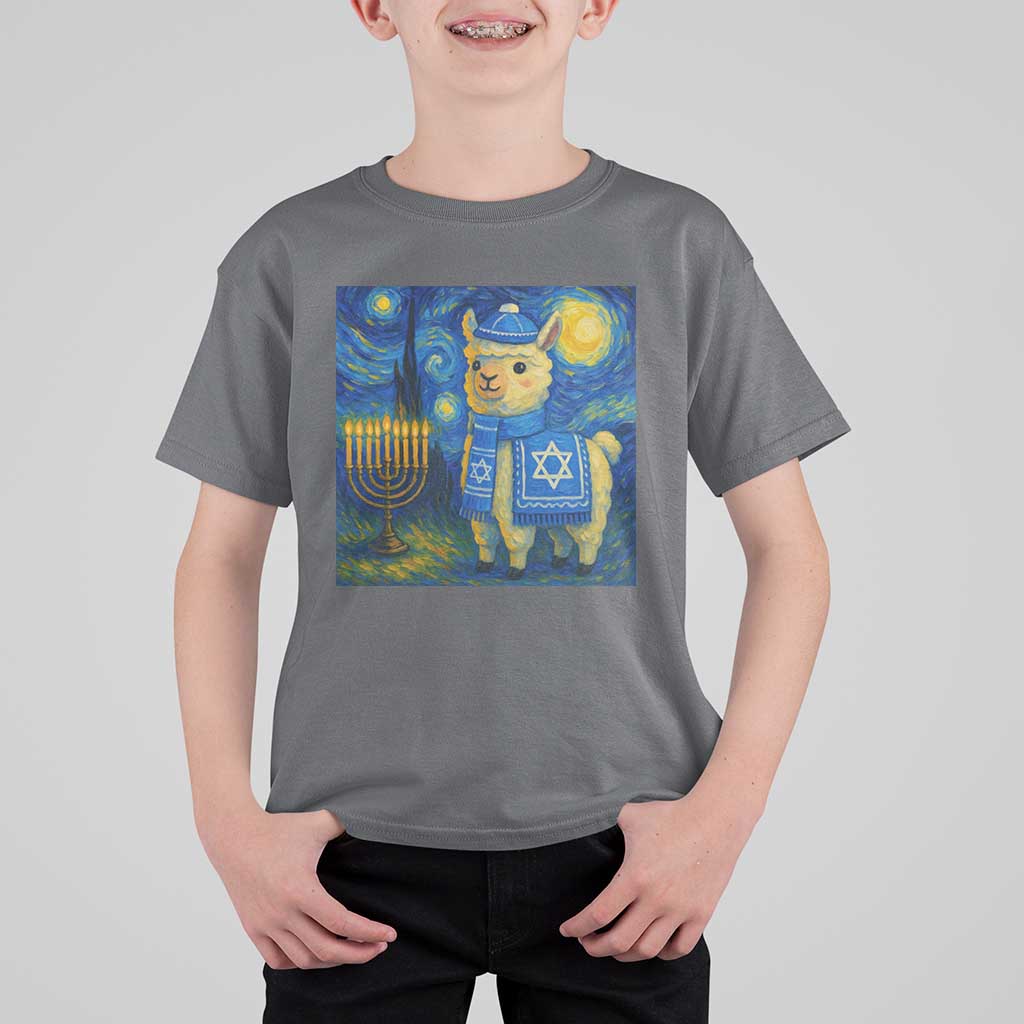 Starry Hanukkah Night T Shirt For Kid Funny Llama Jewish Holiday Gift - Wonder Print Shop