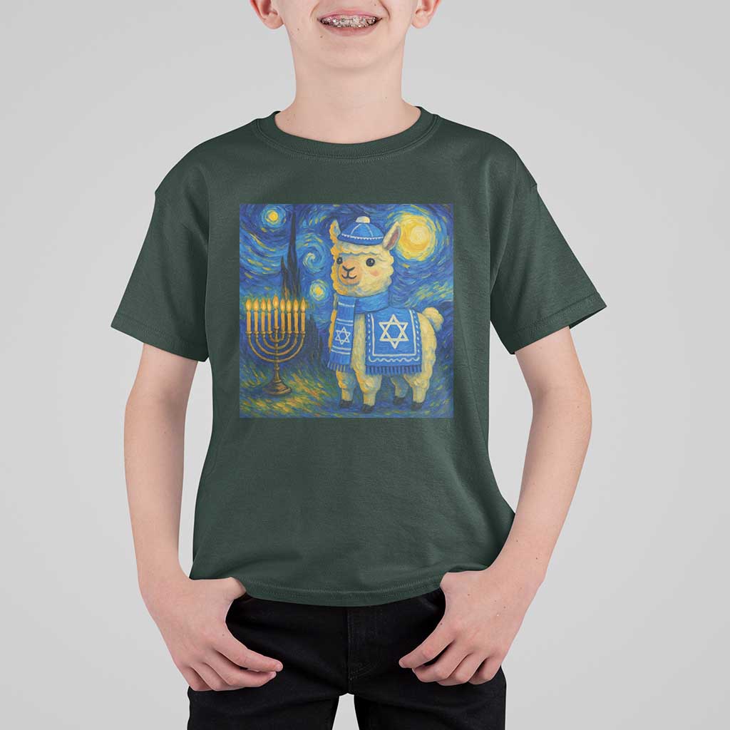 Starry Hanukkah Night T Shirt For Kid Funny Llama Jewish Holiday Gift - Wonder Print Shop